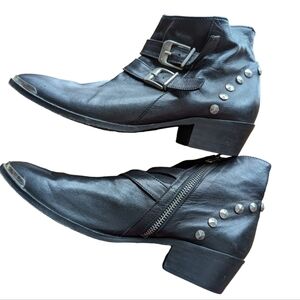Sandro black leather moto boots sz EU 40